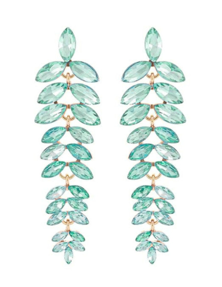 Pendientes largos con forma de hoja brillantes | Complementos Invitada