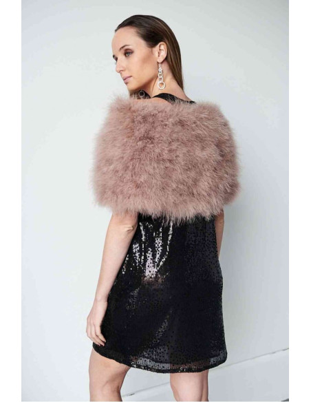 Estola de plumas de avestruz colores neutros | Complementos Invitada