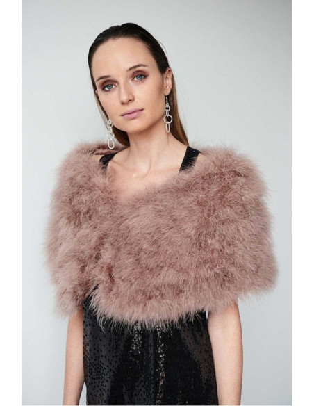 Estola de plumas de avestruz colores neutros | Complementos Invitada