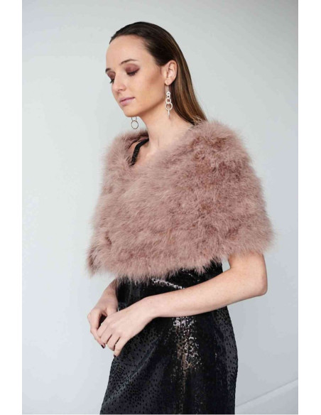 Estola de plumas de avestruz colores neutros | Complementos Invitada