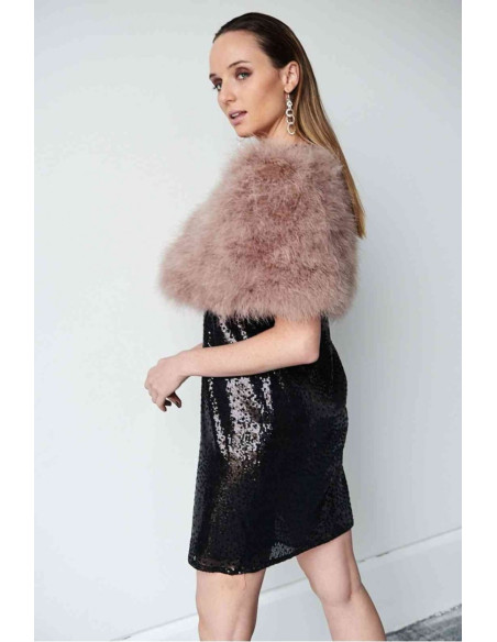 Estola de plumas de avestruz colores neutros | Complementos Invitada