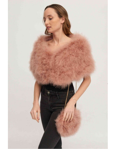 Estola de plumas de avestruz colores neutros | Complementos Invitada