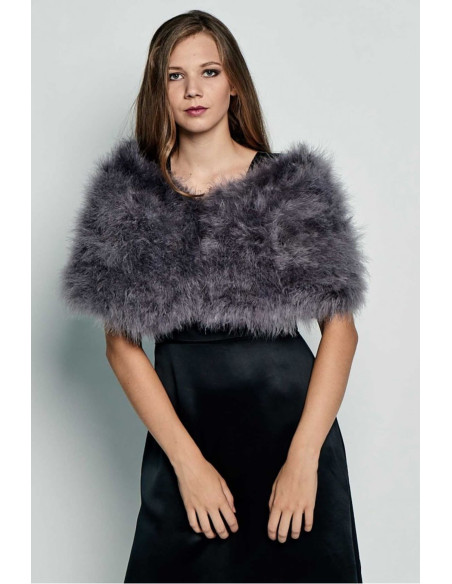 Estola de plumas de avestruz colores neutros | Complementos Invitada