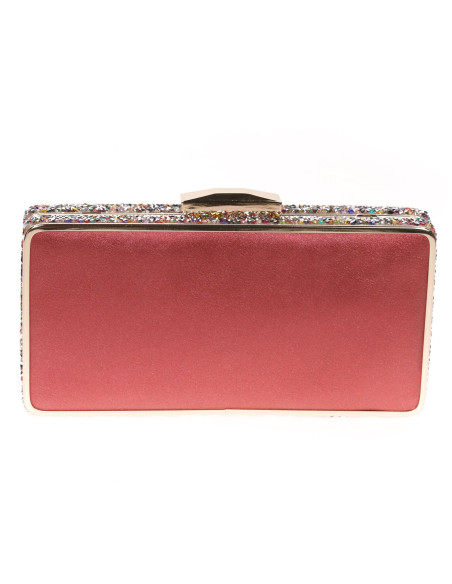 clutch de fiesta con pedreria lateral  rojo