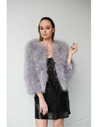 Chaqueta de plumas de avestruz gris | Complementos Invitada