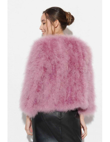 Chaqueta de plumas de avestruz lila | Complementos Invitada