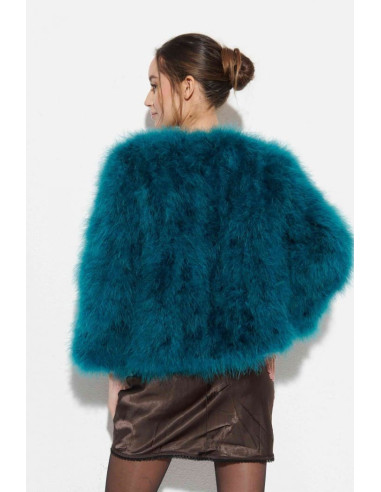Chaqueta de plumas de avestruz azul verdoso | Complementos Invitada