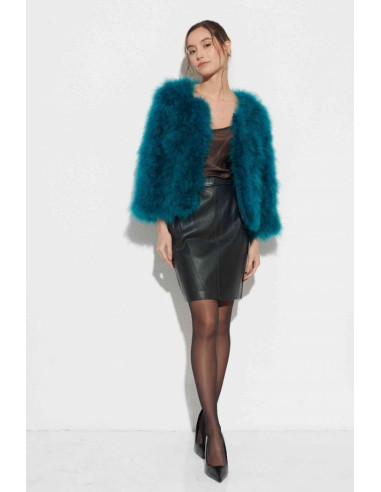 Chaqueta de plumas de avestruz azul verdoso | Complementos Invitada