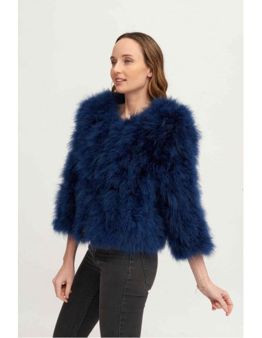 Chaqueta de plumas de avestruz azul marino | Complementos Invitada