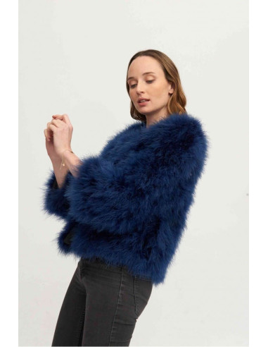 Chaqueta de plumas de avestruz azul marino | Complementos Invitada