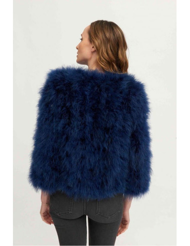Chaqueta de plumas de avestruz azul marino | Complementos Invitada