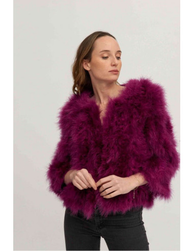 Chaqueta de plumas de avestruz morada | Complementos Invitada