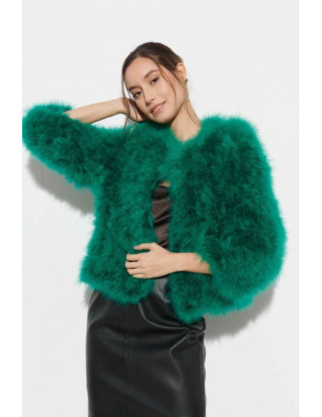 Chaqueta de plumas de avestruz verde | Complementos Invitada