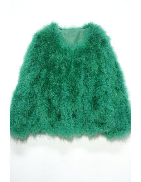 Chaqueta de plumas de avestruz verde | Complementos Invitada