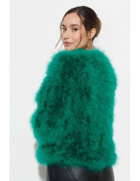 Chaqueta de plumas de avestruz verde | Complementos Invitada