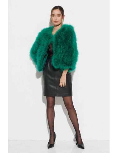 Chaqueta de plumas de avestruz verde | Complementos Invitada