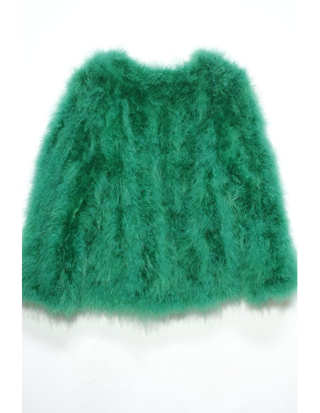 Chaqueta de plumas de avestruz verde | Complementos Invitada