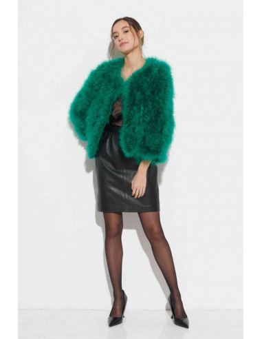 Chaqueta de plumas de avestruz verde | Complementos Invitada