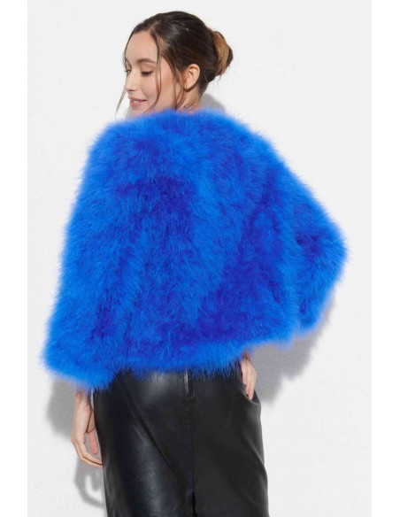 Chaqueta de plumas de avestruz azul electrico | Complementos Invitada