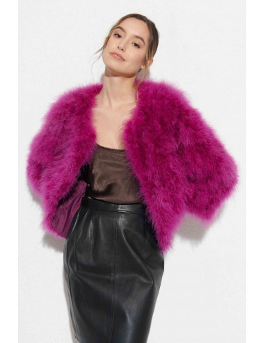 Chaqueta de plumas de avestruz buganvilla | Complementos Invitada