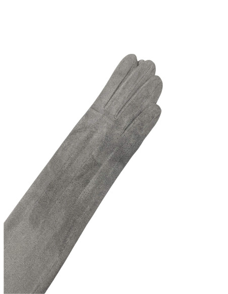 Guantes largos mujer antelina gris oscuro | Complementos Invitada