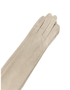 Guantes largos mujer antelina beige | Complementos Invitada