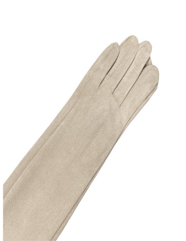 Guantes largos mujer antelina beige | Complementos Invitada