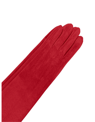 Guantes largos mujer antelina rojo | Complementos Invitada