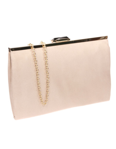 Cartera de fiesta ante con detalle dorado | Complementos Invitada