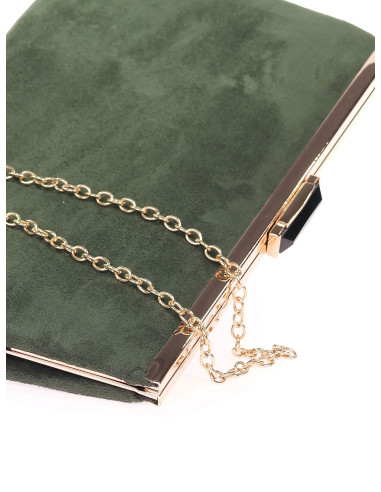 Cartera de fiesta ante con detalle dorado | Complementos Invitada