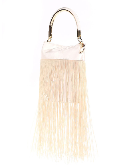 Bombonera de flecos efecto raso | Complementos Invitada