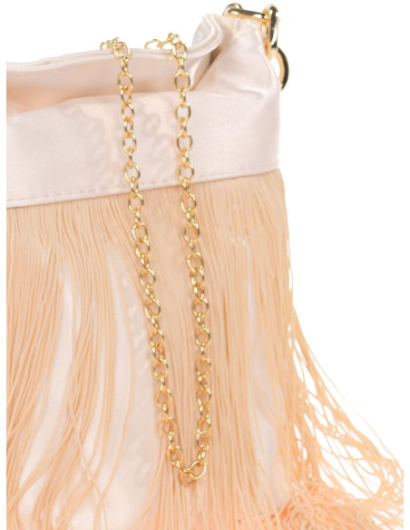 Bombonera de flecos efecto raso | Complementos Invitada