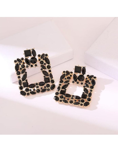 Pendientes cuadrados con diamantes de imitación | CI
