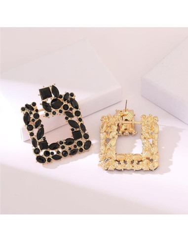 Pendientes cuadrados con diamantes de imitación | CI