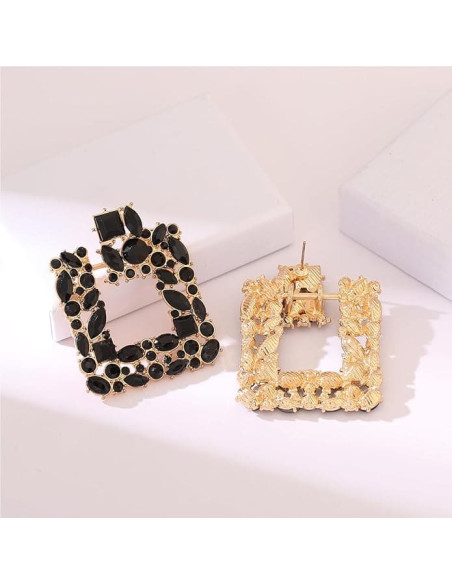 Pendientes cuadrados con diamantes de imitación | CI