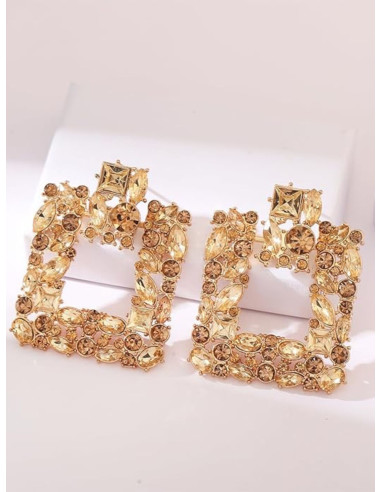 Pendientes cuadrados con diamantes de imitación | CI