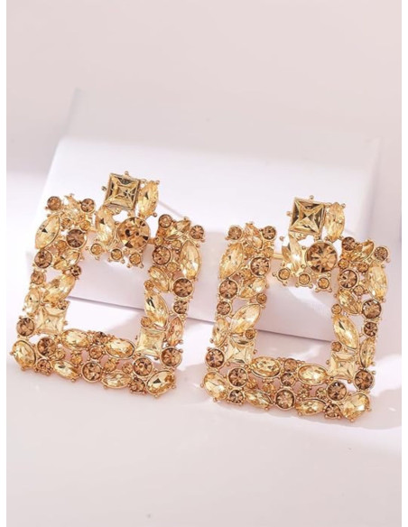 Pendientes cuadrados con diamantes de imitación | CI