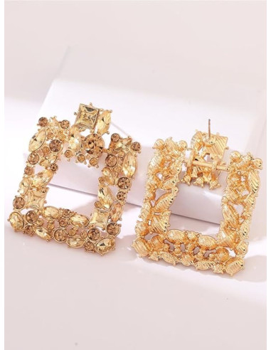Pendientes cuadrados con diamantes de imitación | CI