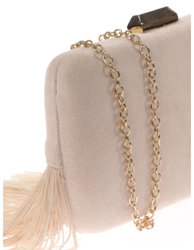 Bolso de fiesta con efecto ante y flecos