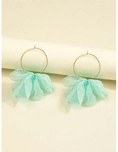 Pendientes de aro con diseño de flor de tela | Complementos Invitada