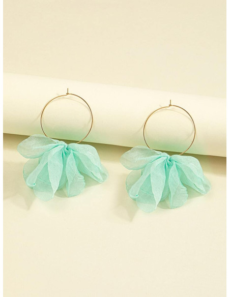 Pendientes de aro con diseño de flor de tela | Complementos Invitada