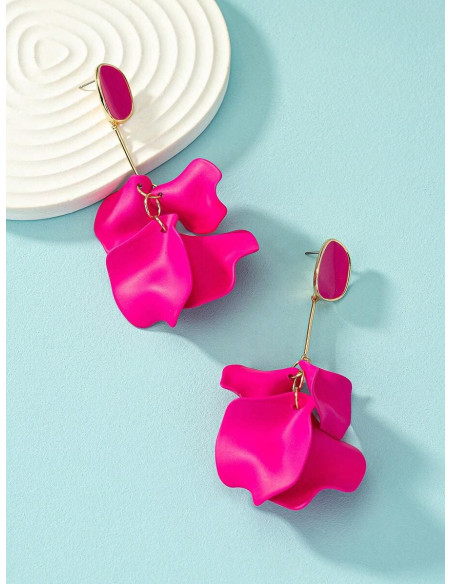 Pendientes largos de pétalo colgante rojo | Complementos Invitada