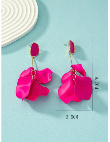 Pendientes largos de pétalo colgante rojo | Complementos Invitada
