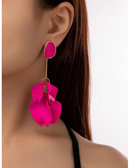 Pendientes largos de pétalo colgante rojo | Complementos Invitada