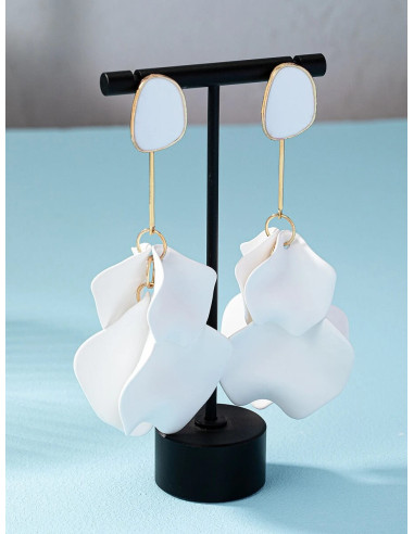 Pendientes largos de pétalo colgante rojo | Complementos Invitada