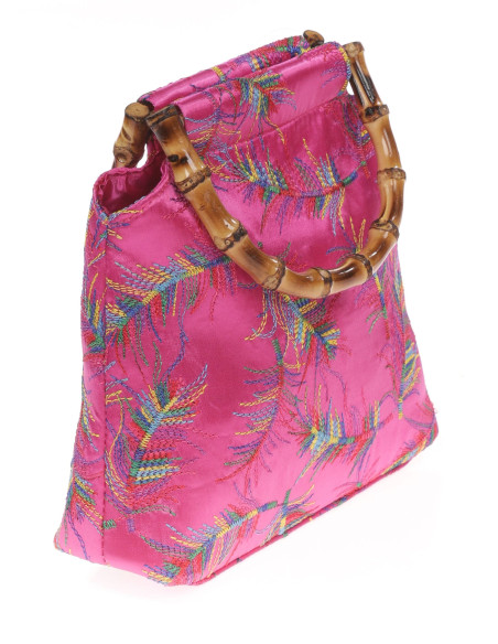 Bolso con plumas y asa de bambú | Complementos Invitada