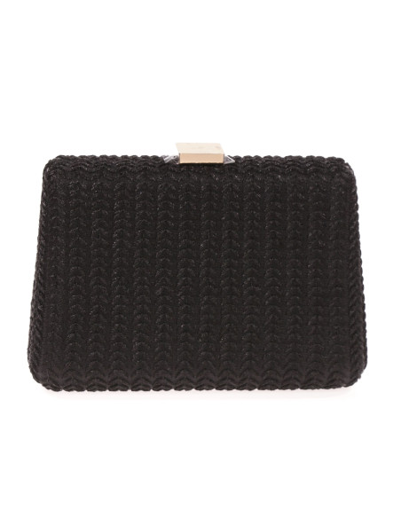Clutch de fiesta bordado en relieve negro