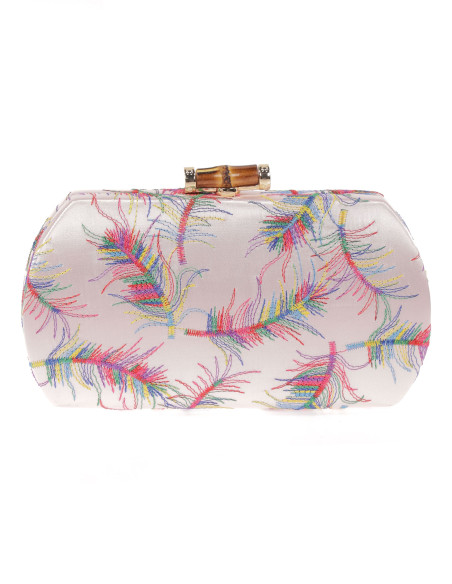Clutch de fiesta bordado con cierre bambú | Complementos Invitada