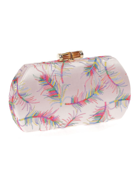 Clutch de fiesta bordado con cierre bambú | Complementos Invitada