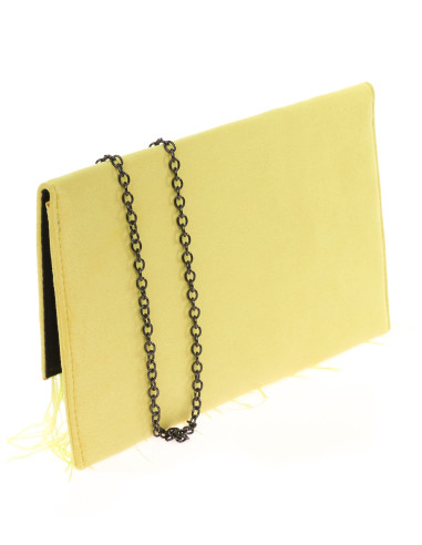 Cartera de fiesta con plumas y cadena elegante | Complementos Invitada